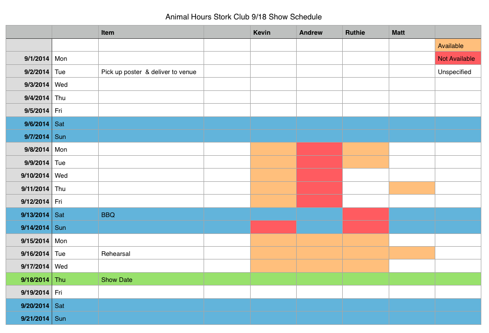 Schedule 09-01